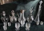 Drinkset (13) - Verzamel lot antiek draadglas karaffen en, Antiek en Kunst