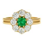 Ring - 18 karaat Geel goud - 1.36ct. tw. Smaragd - Diamant, Handtassen en Accessoires, Nieuw