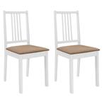 vidaXL Chaises à manger avec coussins lot de 2 blanc, Maison & Meubles, Verzenden, Neuf