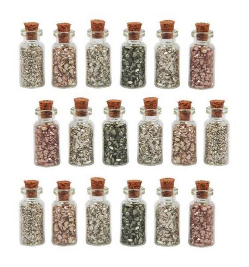 Set van 18 mini flesjes met mini decosteentjes (type 3), Doe-het-zelf en Bouw, Gereedschap | Overige machines, Nieuw, Verzenden