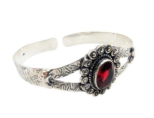 Zonder Minimumprijs - Armband Zilver - Graniet Mozambique, Handtassen en Accessoires, Armbanden