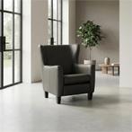 Leren fauteuil Hug - Toledo Antracite (donkergrijs) - Poten, Huis en Inrichting, Nieuw, Ophalen of Verzenden, 75 tot 100 cm, Eigentijds, Klassiek, Retro, Romantisch