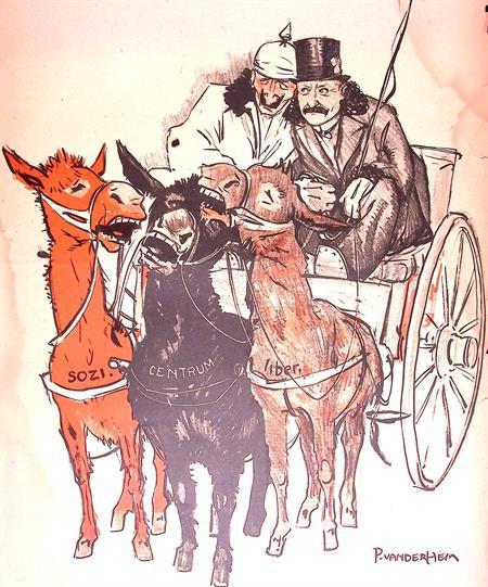 Spotprent Politiek in Duitsland tijdens Eerste Wereldoorl..., Antiek en Kunst, Kunst | Litho's en Zeefdrukken, Verzenden