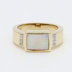 Ring - 14 karaat Geel goud Opaal - Diamant, Handtassen en Accessoires, Ringen, Nieuw