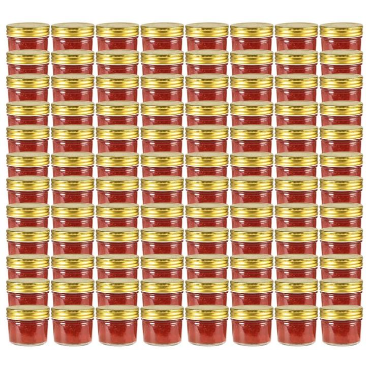 vidaXL Jampotten met goudkleurige deksels 96 st 110 ml glas, Huis en Inrichting, Keuken | Potten en Pannen, Nieuw, Verzenden