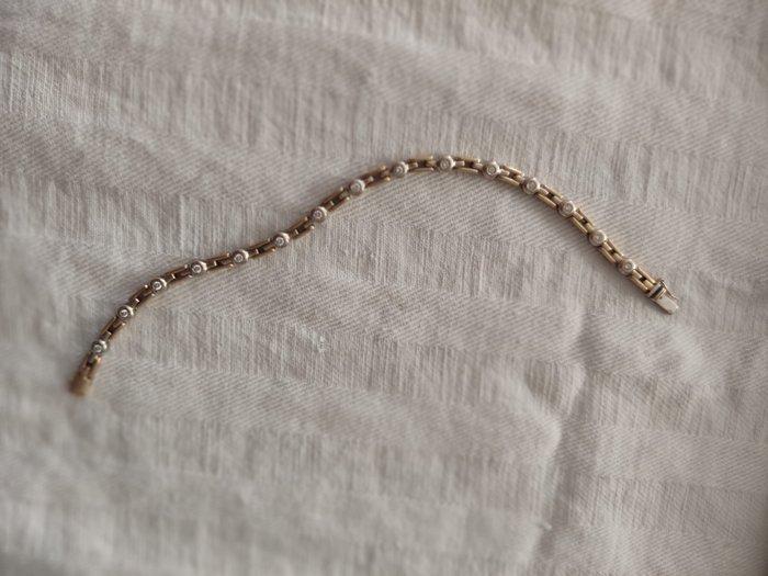 Schakelarmband - 18 karaat Geel goud, Witgoud - 15 kleine, Handtassen en Accessoires, Antieke sieraden