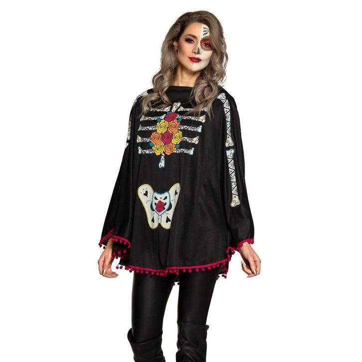 Halloween Day Of The Dead Poncho, Kinderen en Baby's, Carnavalskleding en Verkleedspullen, Nieuw, Verzenden