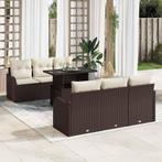 vidaXL Tuinbank Set met kussen 7 pcs Bruin Poly rattan, Tuin en Terras, Tuinsets en Loungesets, Verzenden, Nieuw