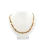Gouden platte fantasie ketting | 42,5 cm (schakelketting), Ophalen of Verzenden, Gebruikt, Overige kleuren, Goud