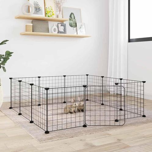vidaXL Huisdierenkooi met deur 12 panelen 35x35 cm staal, Dieren en Toebehoren, Knaagdieren en Konijnen | Hokken en Kooien, Nieuw
