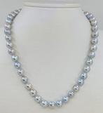 Halsketting 8,5x9mm zilverkleurige Akoya parels, Zilver, Handtassen en Accessoires, Kettingen, Nieuw