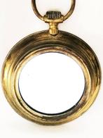 Wandspiegel - Verguld messing - vintage tipo horloge
