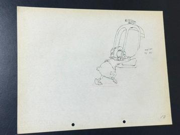 Walt Disney - Dessin de production vintage de Donald Duck