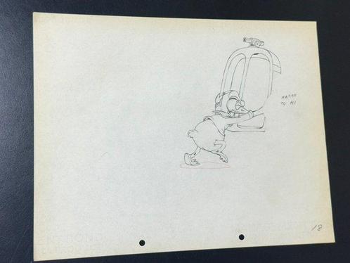 Walt Disney - Dessin de production vintage de Donald Duck, Verzamelen, Disney