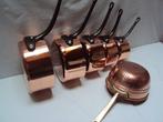 5 casseroles cuivre et étain et 1 passoire - Kookpottenset