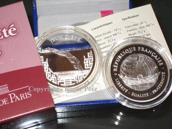 2008 Frankreich 1,50 Euro Olympiade Peking Schwimmen zilv..., Postzegels en Munten, Munten | Europa | Euromunten, België, Verzenden