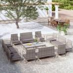 vidaXL 16-delige Loungeset met kussens poly rattan grijs, Verzenden, Nieuw, Loungeset