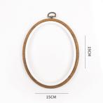 Borduurring met Houtlook - 15x19cm - Ovaal Ophanghaak, Verzenden, Nieuw