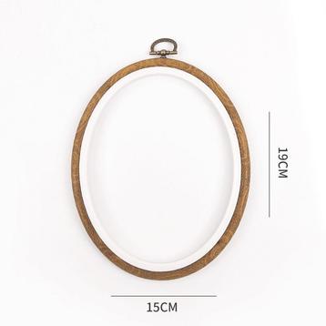 Borduurring met Houtlook - 15x19cm - Ovaal Ophanghaak, Verzenden