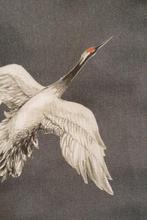 Exclusieve Art Nouveau-stof met grijze kraanvogels in de