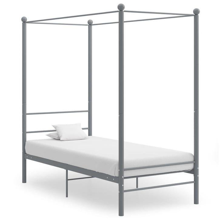 Hemelbed 90x200 Grijs | Retour Deal | 40% Korting, Huis en Inrichting, Slaapkamer | Bedden, 90 cm, 200 cm, Grijs, Nieuw, Metaal