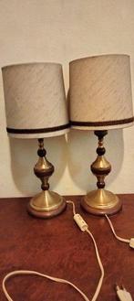 Nachtlampje (2) - Messing & hout - Art-deco lampen uit de, Antiquités & Art, Curiosités & Brocante