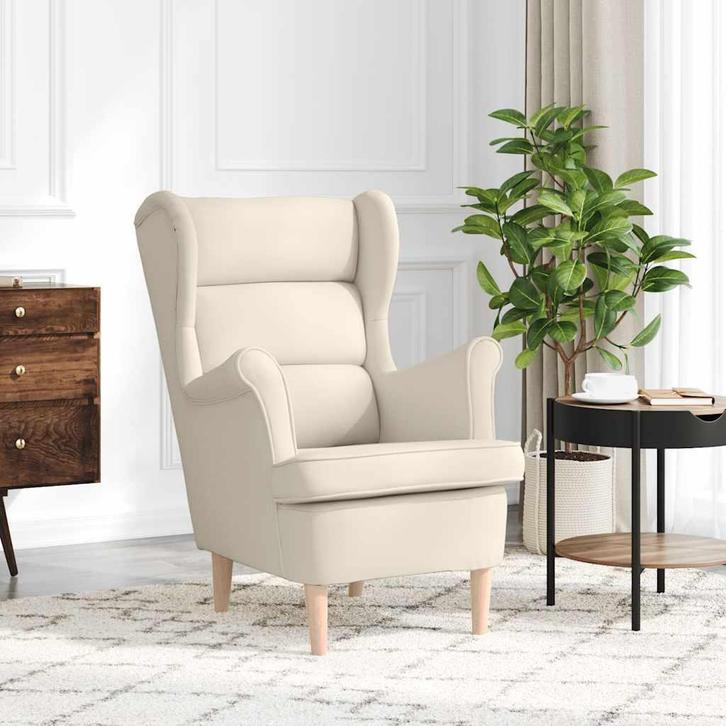 vidaXL Fauteuil 74x84x100 cm linnen wit, Huis en Inrichting, Fauteuils, Nieuw, Verzenden