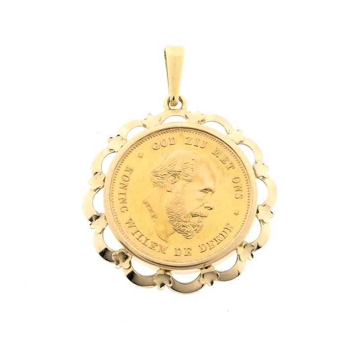 Gouden hanger van 10 gulden munt | Koning Willem De Derde..., Handtassen en Accessoires, Bedels, Gebruikt, Overige merken, Goud