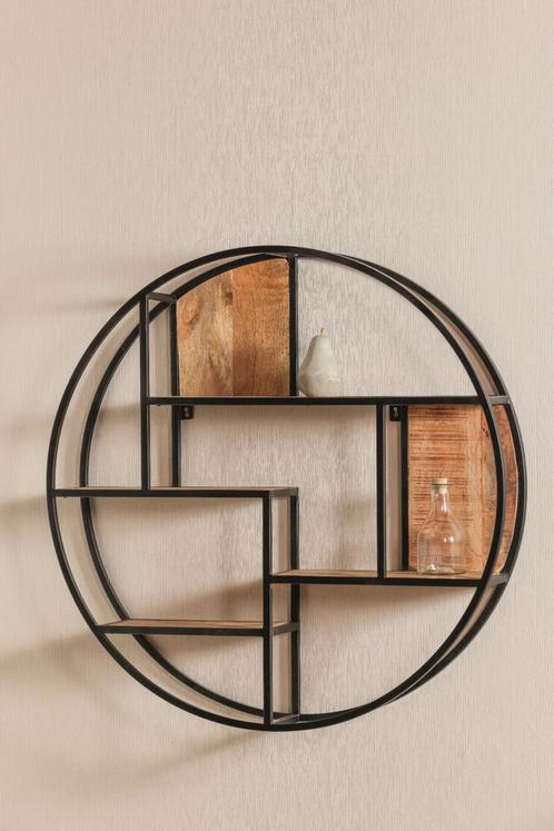 Wandrek Mangohout Bowi Rond 100 cm, Huis en Inrichting, Woonaccessoires | Wandplanken en Boekenplanken, Nieuw, Verzenden