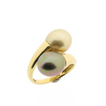 8 Krt. Ring met kunst parels (tijdloos, parel ring), Ophalen of Verzenden