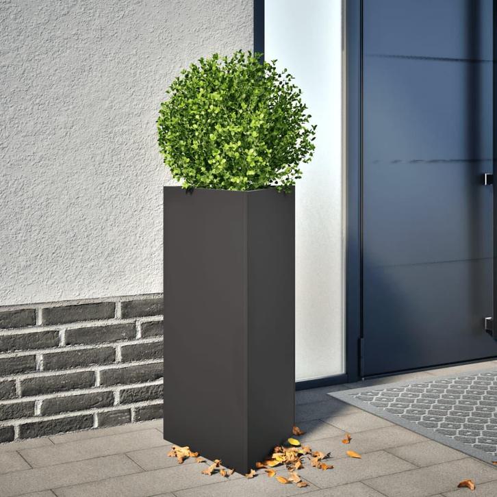 vidaXL Plantenbak driehoek 40x34,5x70 cm staal zwart, Tuin en Terras, Bloempotten, Nieuw, Verzenden