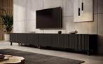 Meubella | TV-Meubel zwart 300cm hotel chique lamellen, Verzenden, Nieuw, 25 tot 50 cm, Overige materialen