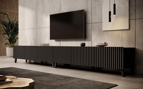 Meubella | TV-Meubel zwart 300cm hotel chique lamellen, Maison & Meubles, Armoires | Mobilier de télévision, Envoi