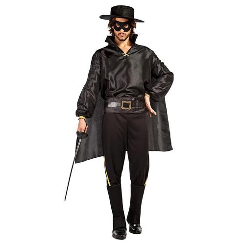 Zorro Kostuum Zwart Heren, Kleding | Heren, Carnavalskleding en Feestkleding, Nieuw, Verzenden