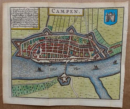 Nederland - Kampen; L Guicciardini | J Janssonius - Campen., Boeken, Atlassen en Landkaarten