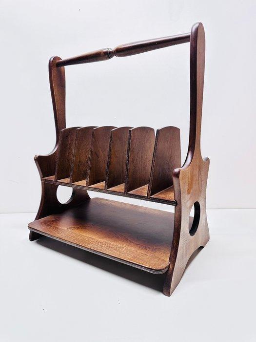 Tijdschriftenhouder - Hardhouten tijdschriftenrek met, Antiek en Kunst, Curiosa en Brocante