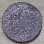 Frankrijk. Directoire (1795-1799). 5 Francs An 8-L, Bayonne