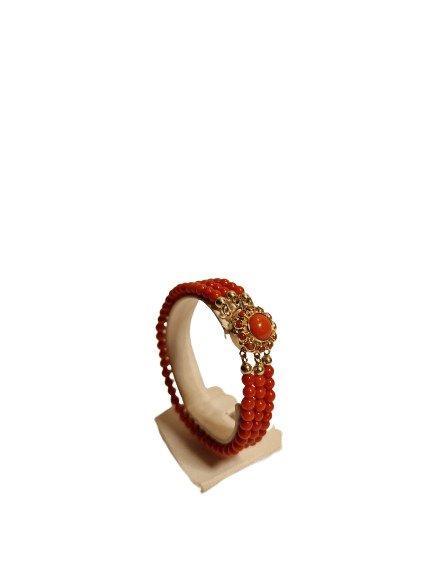 Armband - 14 karaat Geel goud Bloedkoraal - Bloedkoraal, Handtassen en Accessoires, Armbanden