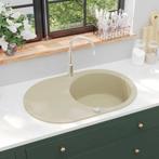 vidaXL Gootsteen enkele bak ovaal graniet beige, Huis en Inrichting, Keuken | Keukenelementen, Verzenden, Nieuw