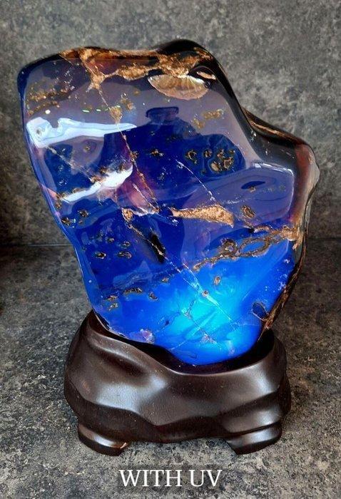 Ambre +6kg Ambre indonésien rare - éclat bleu sans UV ! Avec, Verzamelen, Mineralen en Fossielen