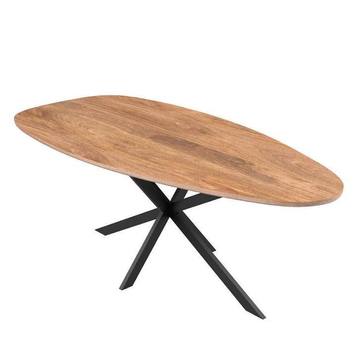 Mangohouten Eettafel Organisch Branwen 240x110 cm, Huis en Inrichting, Tafels | Eettafels, Nieuw, Verzenden