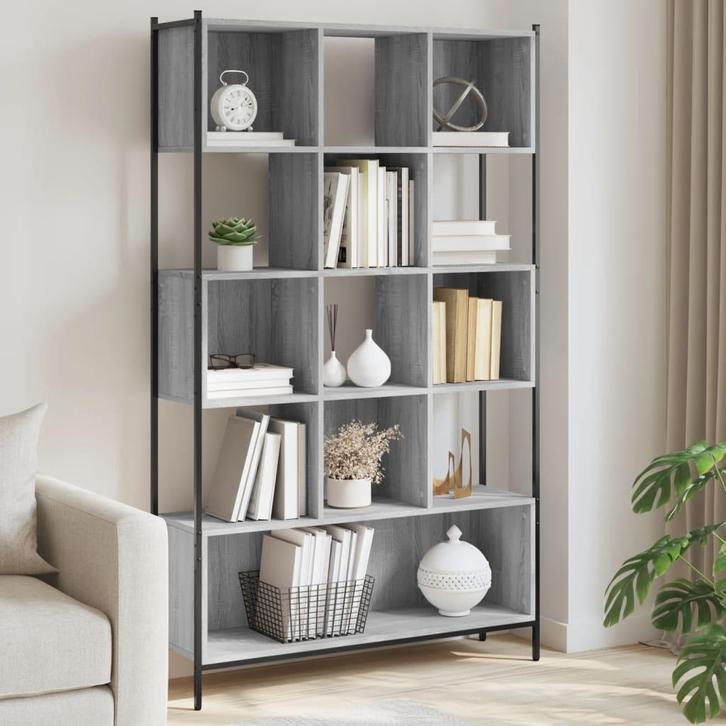 vidaXL Boekenkast 102x28x172 cm bewerkt hout grijs sonoma, Huis en Inrichting, Kasten | Boekenkasten, Nieuw, Verzenden