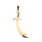 Gouden hanger van een Zulfiqar (zirconia, kettinghanger), Handtassen en Accessoires, Bedels, Ophalen of Verzenden, Gebruikt, Goud
