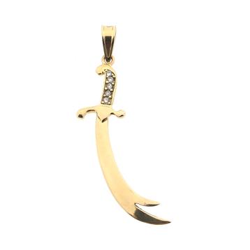 Gouden hanger van een Zulfiqar (zirconia, kettinghanger), Ophalen of Verzenden