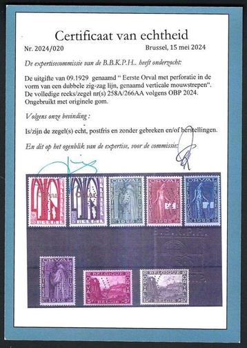 Belgique 1929 - Premier Orval avec perforation Rayures