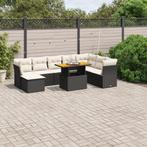 vidaXL 9-delige Loungeset met kussens poly rattan zwart, Verzenden, Nieuw, Loungeset