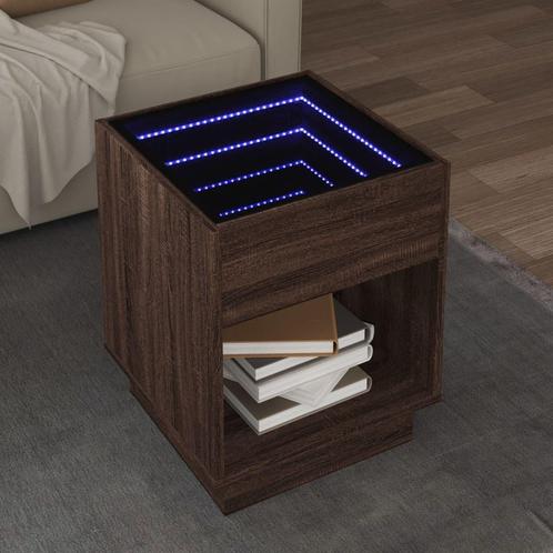 vidaXL Salontafel met Infinity LED 40x40x50 cm bruin, Huis en Inrichting, Tafels | Salontafels, Nieuw, Verzenden
