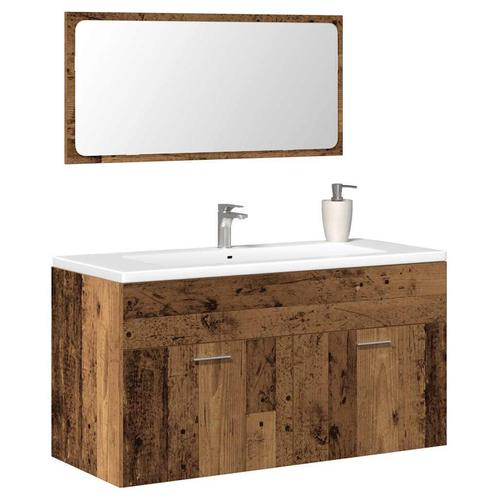 vidaXL Badkamerkast met spiegel bewerkt hout oud houtkleurig, Huis en Inrichting, Badkamer | Badkamermeubels, Nieuw, Verzenden