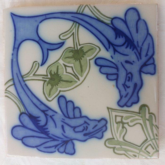Jugendstil Tegel - Art nouveau tegel met vissen - Onda - Art, Antiquités & Art, Art | Objets design