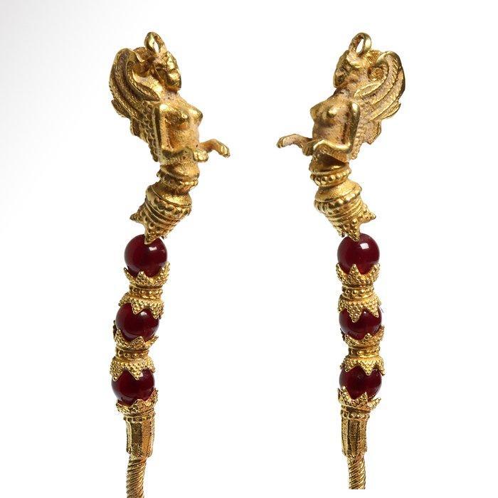 Oud-Grieks Goud, Granaat Zeldzame speld met Sfinx, Verzamelen, Mineralen en Fossielen